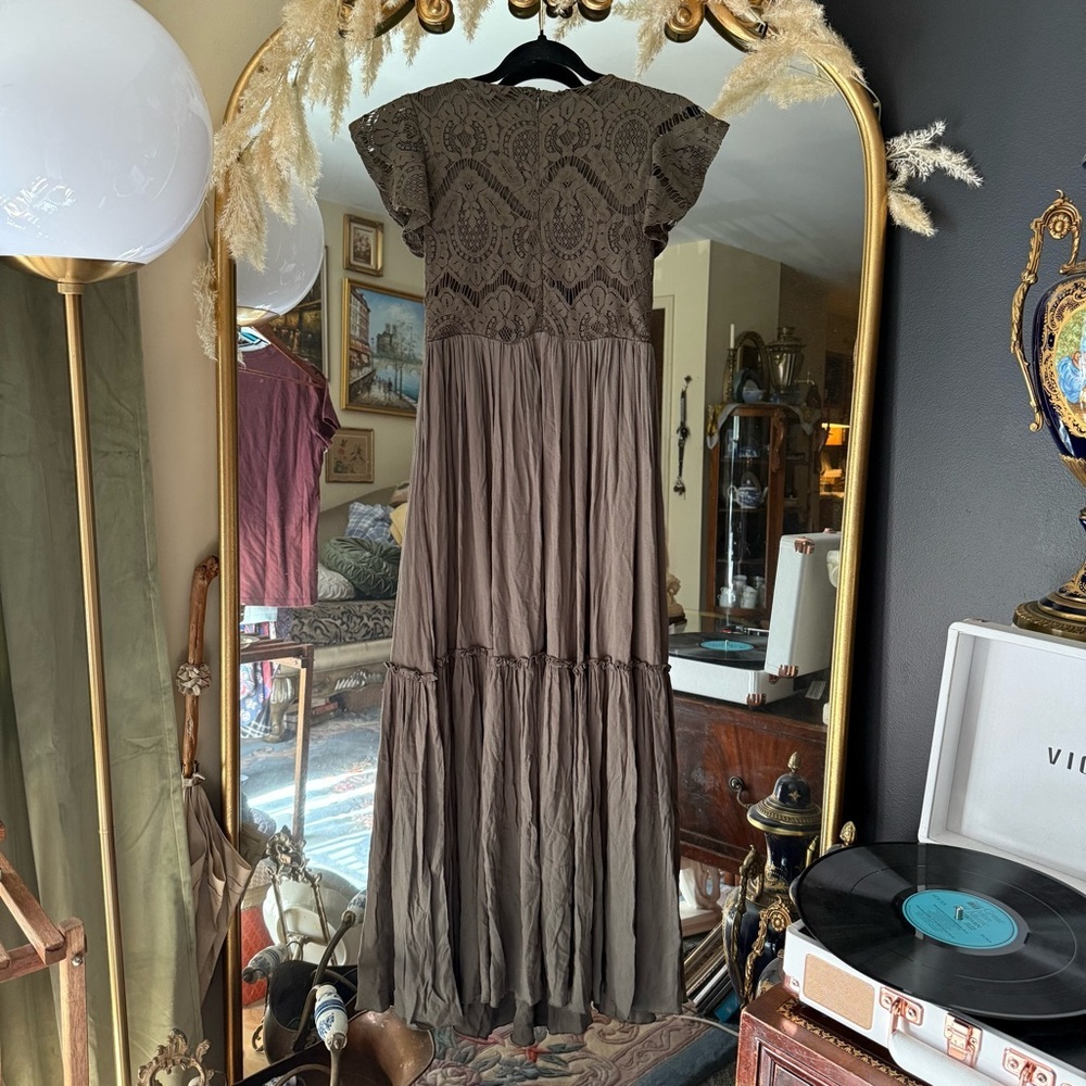 Joyfolie / Mia Joy “Macy” Dress in Olive - Girls Lace Maxi Dress - Picture 7 of 9